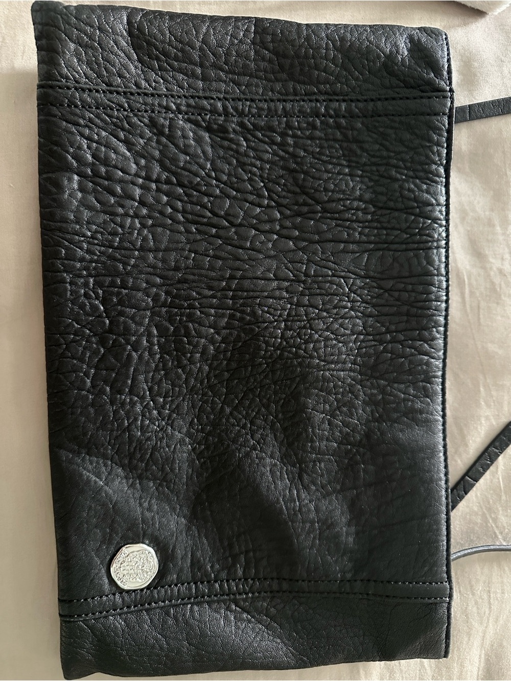 Vince Camuto Baily Black Textured Leather Crossbody Clutch w/ Dust Bag